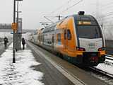 Wustermarkig ezzel a Stadler emeletes motorvonattal j�v�nk - a vonat v�g�ben kellemes mag�ny, az eleje kicsit zs�folt